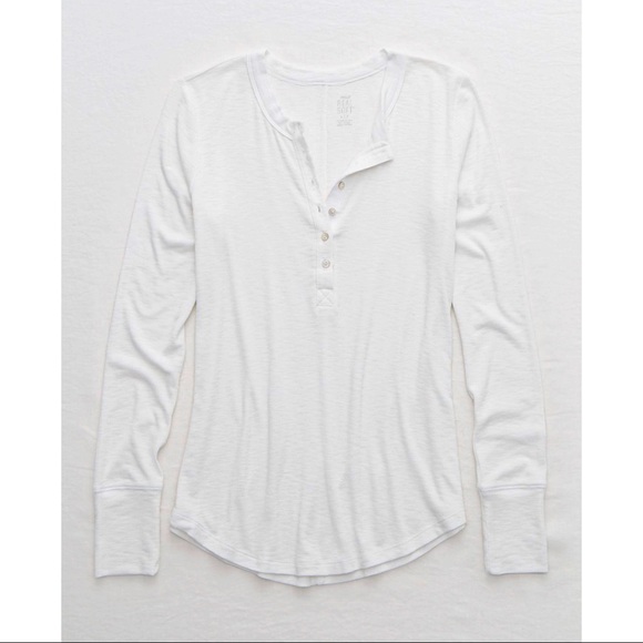 Aerie Ribbed Henley Longsleeve Tee 